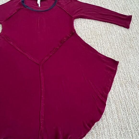 Free People Maroon 3/4 Sleeve Sweater Top - Picture 3 of 6
